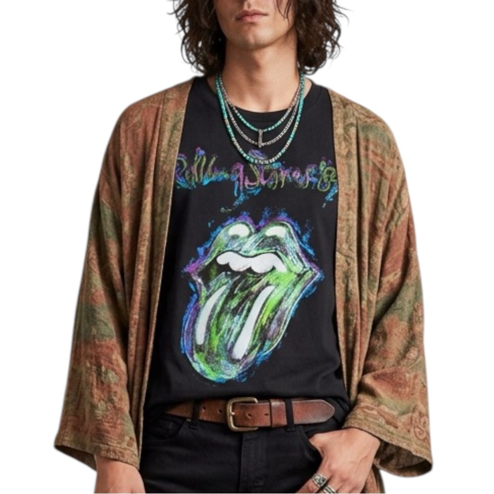 The Rolling Stones Black Multicolour Graphic Retro Rock Cotton T-shirt Men’s XL